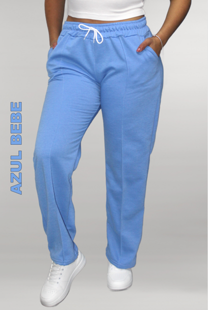 JOGGER BOTA RECTA DE ALGODÓN PERCHADO