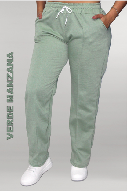 JOGGER BOTA RECTA DE ALGODÓN PERCHADO