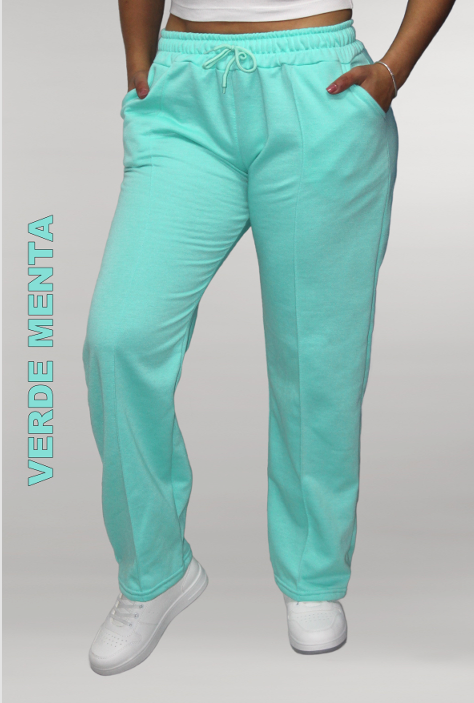 JOGGER BOTA RECTA DE ALGODÓN PERCHADO
