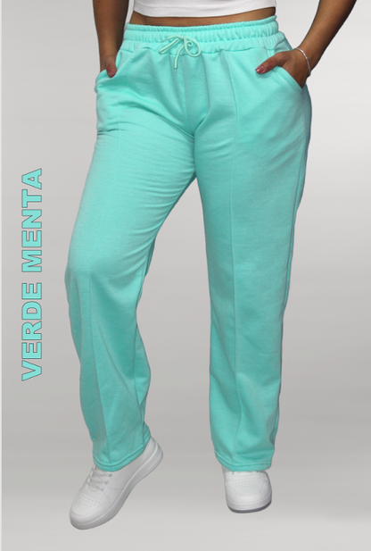 JOGGER BOTA RECTA DE ALGODÓN PERCHADO