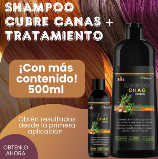 Chao Canas® | Shampoo Cubra Canas 3 in 1 + Tratamiento de Regalo